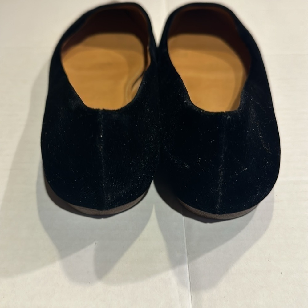 J Crew Amelia velvet cap gold toe flats black velvet pointy shoes size 8 1/2 - Picture 5 of 10